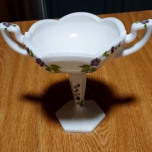 Westmoreland Glass company Milk Glass Pedestal Bowl With Handles